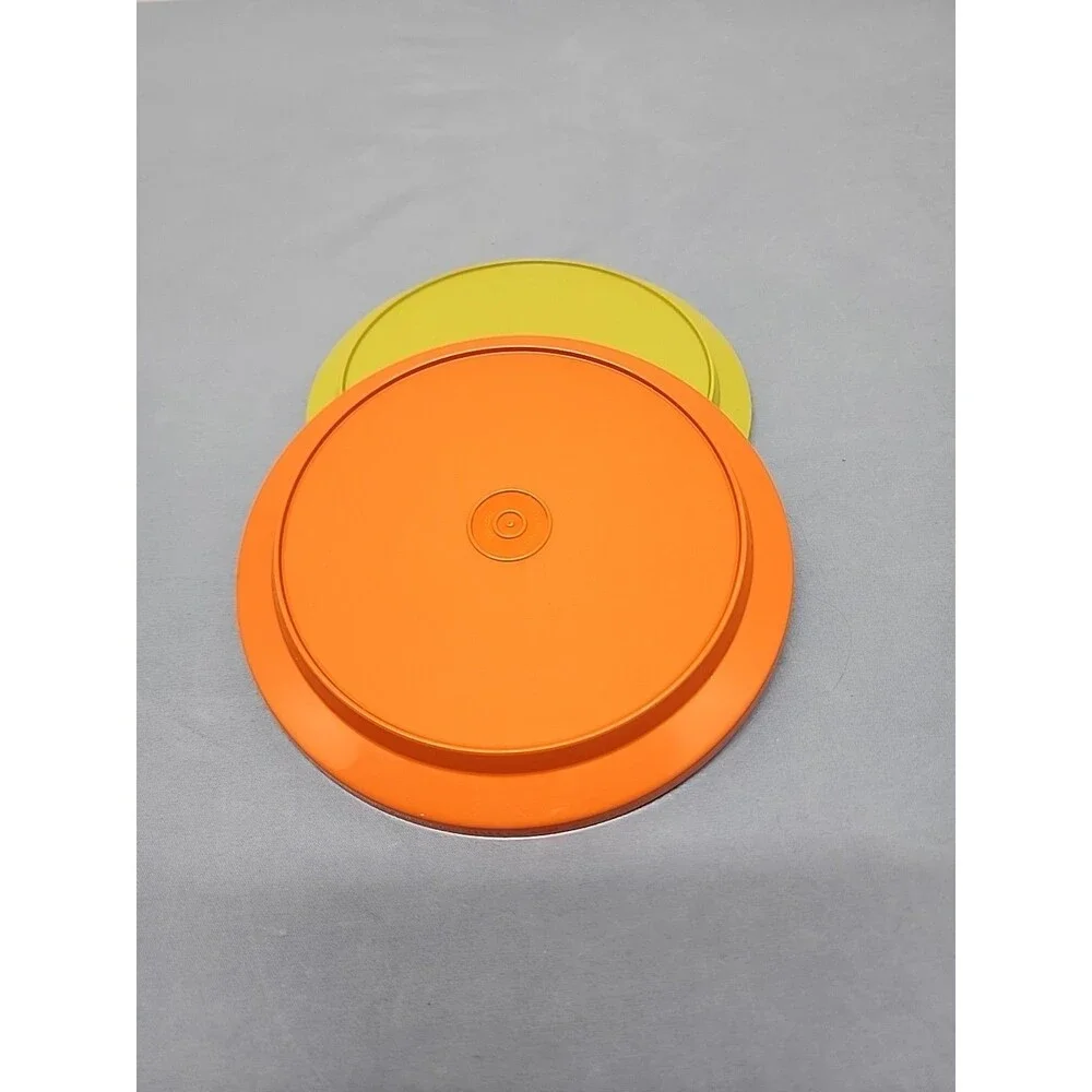 Vintage Tupperware Seal-n- Save Replacement Lids #1207  In Avocado And Orange 2
